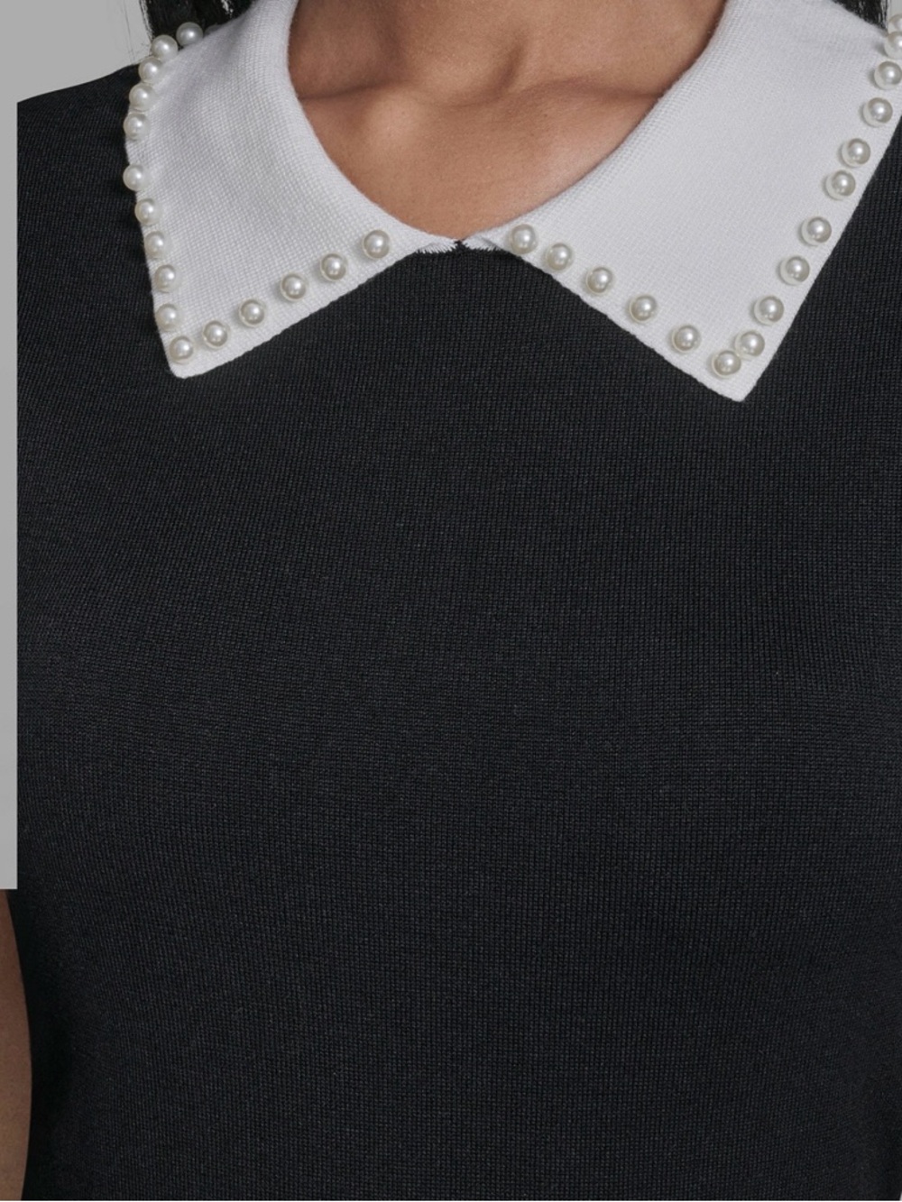 New KARL LAGERFELD PARIS Women's Contrast Collared Sweater Dress M - Picture 4 of 7